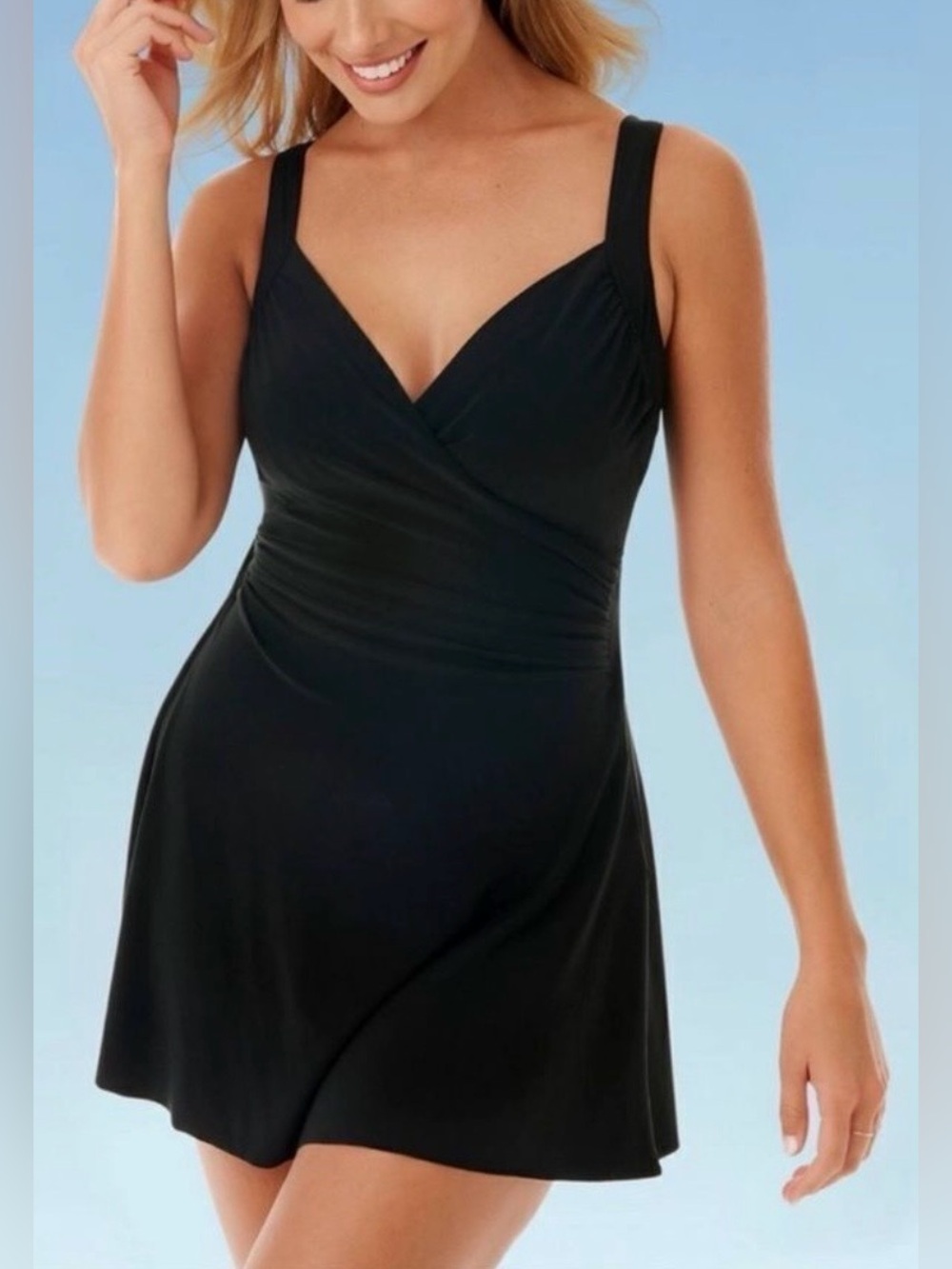 NWT Dreamsuit by Miracle Brands Swimsuit Dress w. Built in One piece Black- 22W